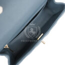 Chanel Mini Rectangular Flap with Top Handle Blue Lambskin Light Gold Hardware
