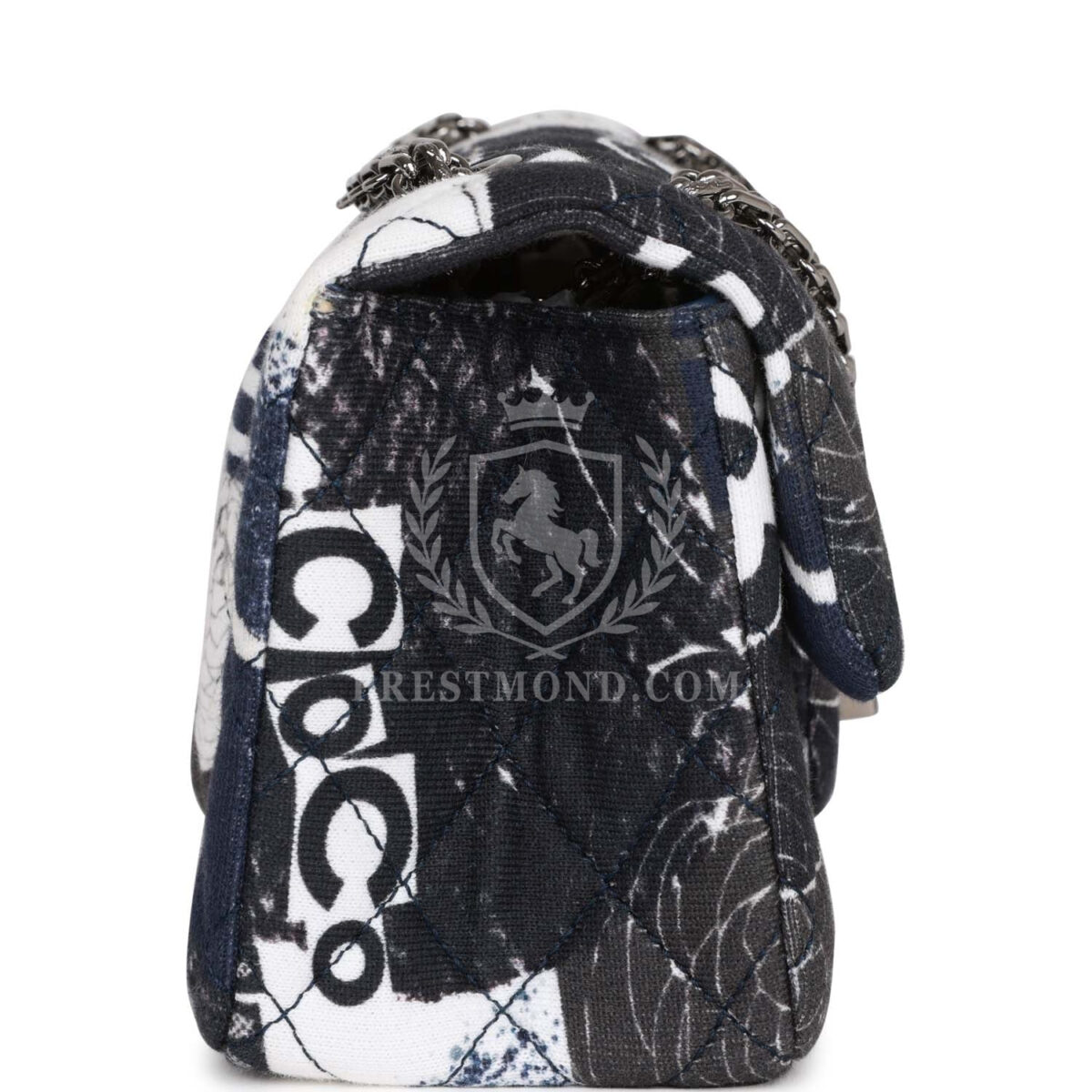 Chanel Mini Reissue 2.55 Flap Bag Navy Graffiti Jersey Ruthenium Hardware — изображение 3