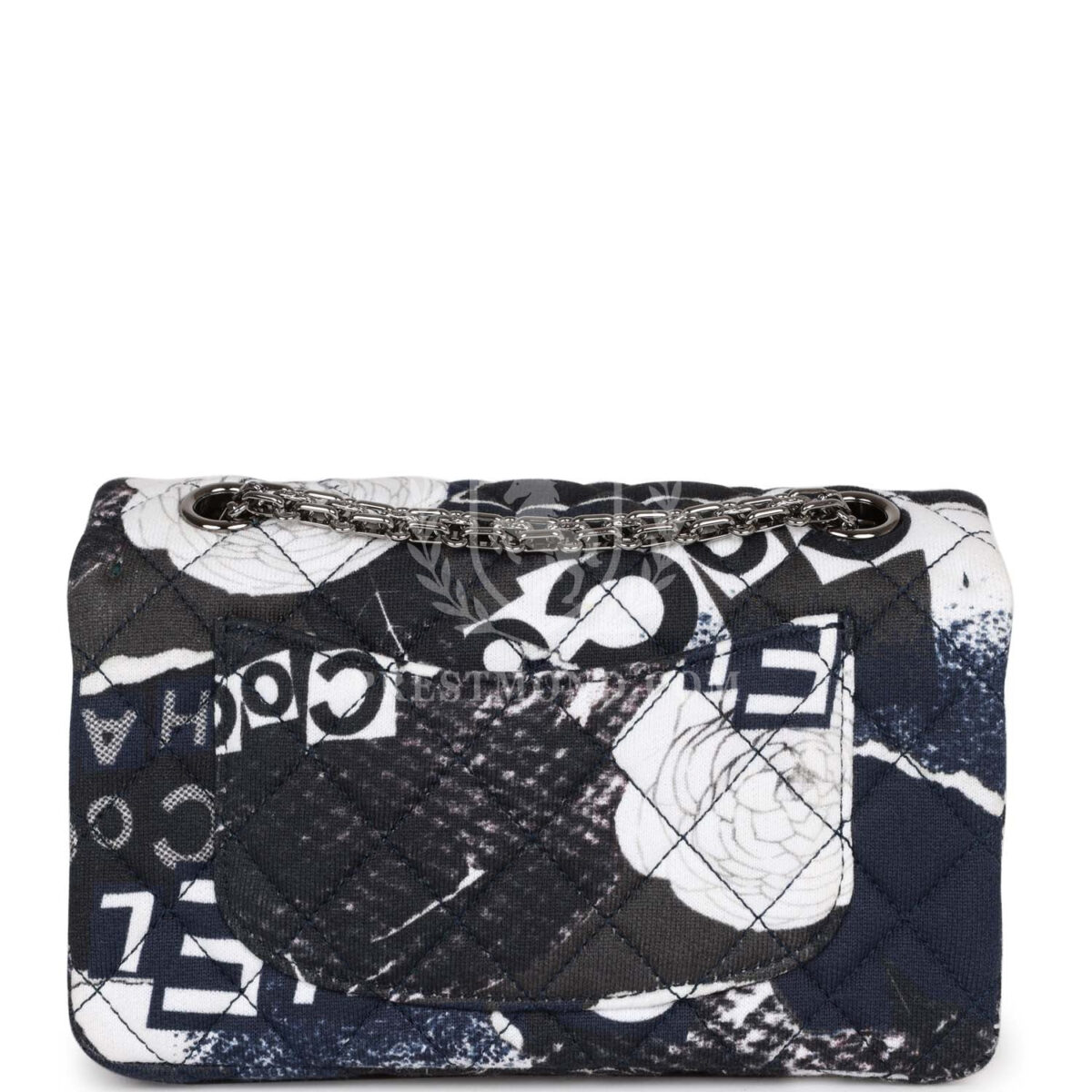 Chanel Mini Reissue 2.55 Flap Bag Navy Graffiti Jersey Ruthenium Hardware — изображение 4