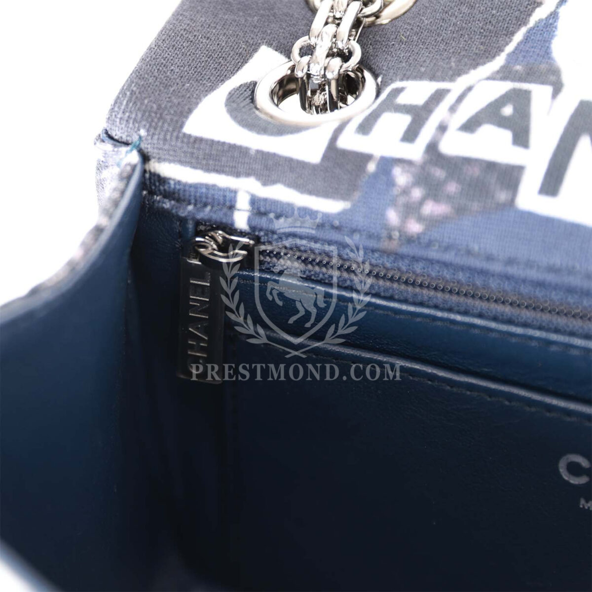 Chanel Mini Reissue 2.55 Flap Bag Navy Graffiti Jersey Ruthenium Hardware — изображение 9