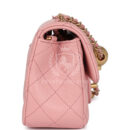 Chanel Mini Pearl Crush Rectangular Flap Dark Pink Lambskin Brushed Gold Hardware