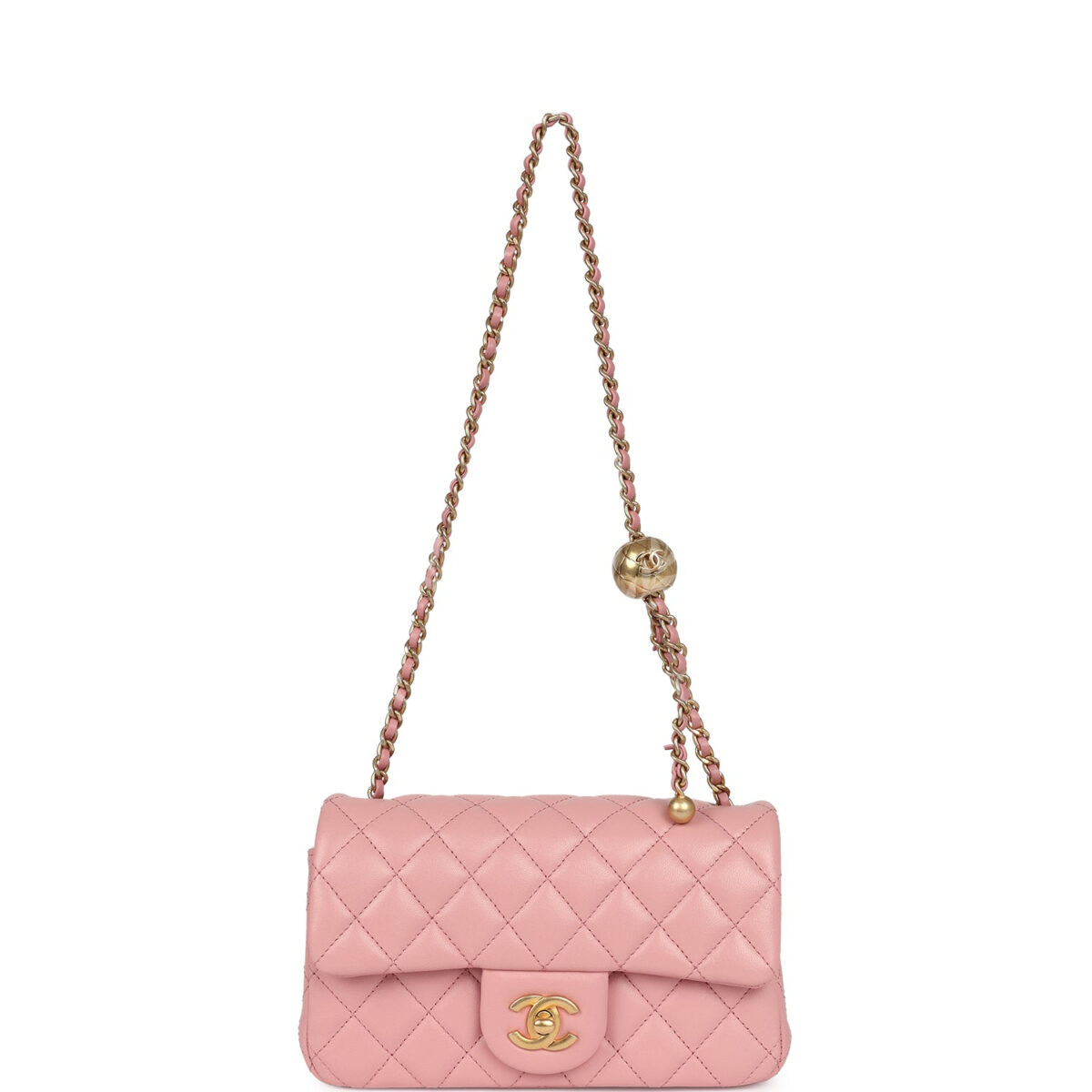 Chanel Mini Pearl Crush Rectangular Flap Dark Pink Lambskin Brushed Gold Hardware — изображение 7