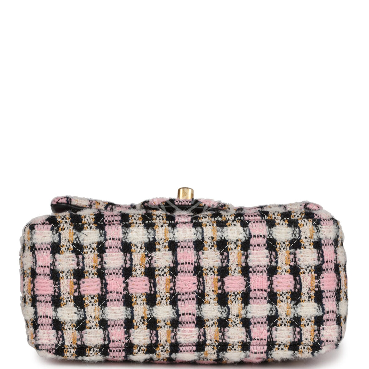 Chanel Pearl Crush Mini Square Flap Bag Pink and Black Tweed Antique Gold Hardware — изображение 6