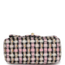 Chanel Pearl Crush Mini Square Flap Bag Pink and Black Tweed Antique Gold Hardware