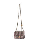 Chanel Pearl Crush Mini Square Flap Bag Pink and Black Tweed Antique Gold Hardware