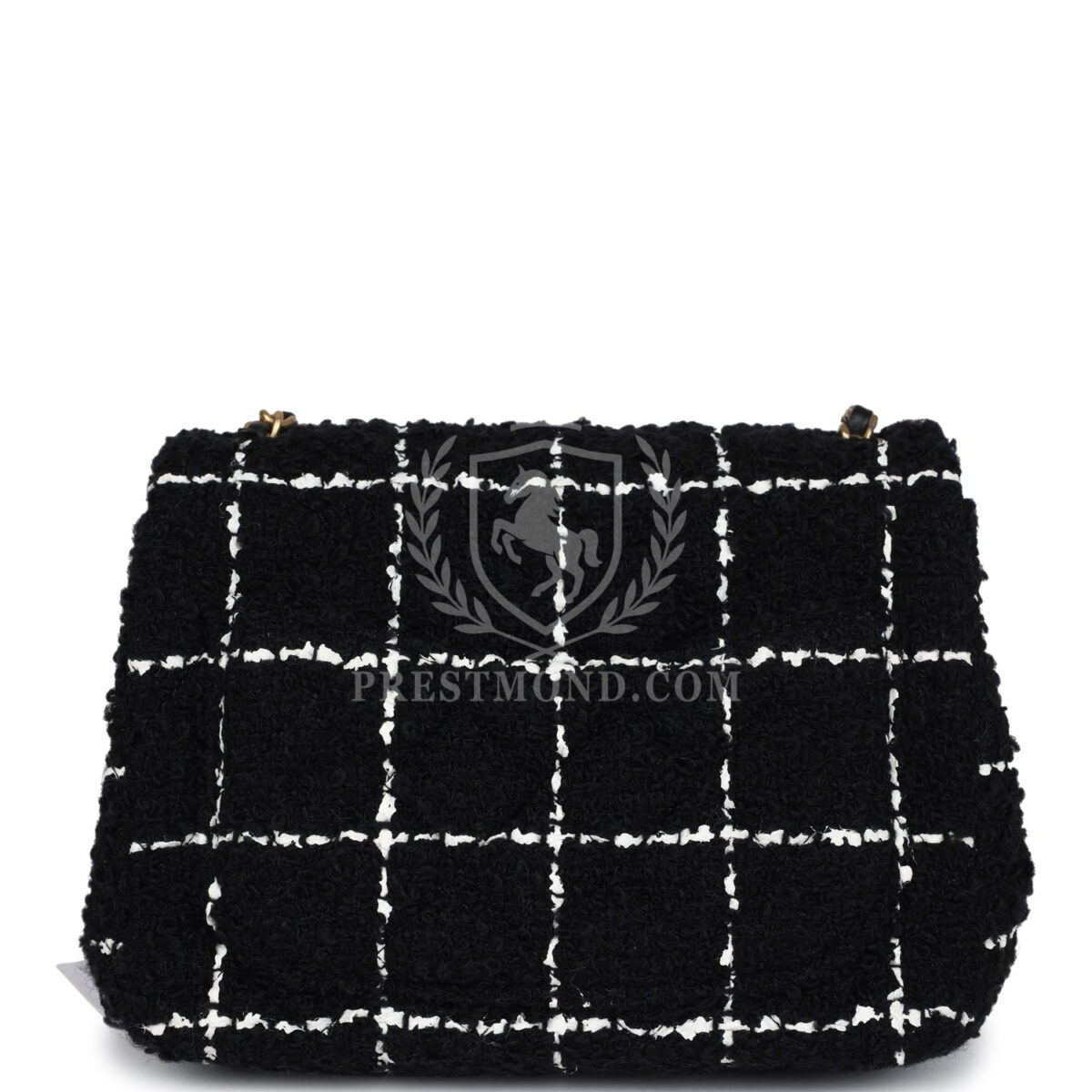 Chanel Mini Pearl Crush Square Flap Bag White and Black Tweed Antique Gold Hardware — изображение 4