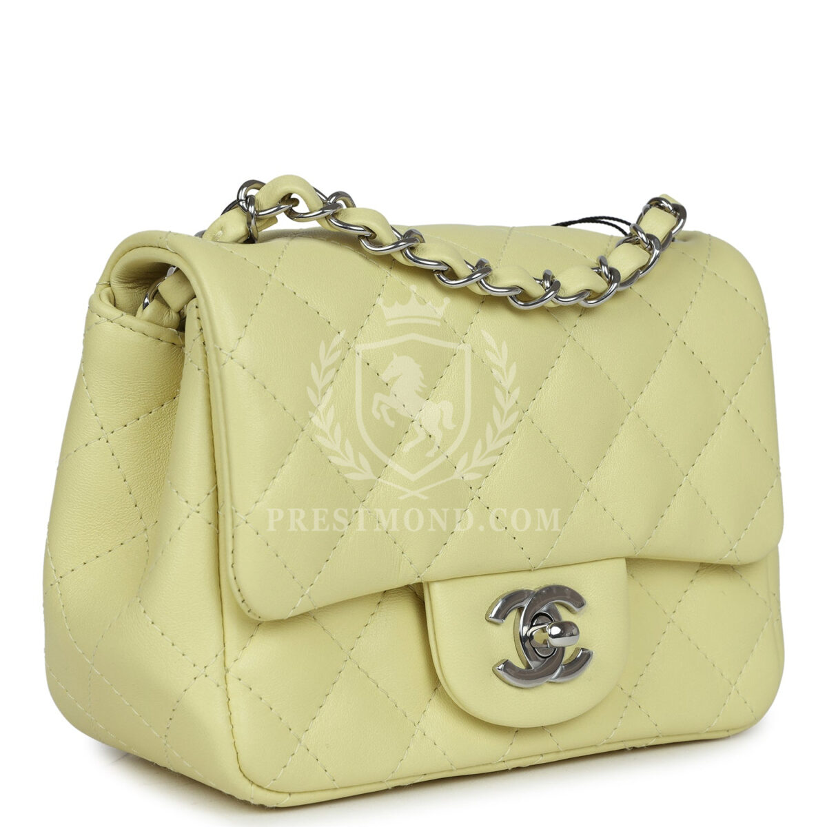 Chanel Mini Square Flap Bag Lime Lambskin Silver Hardware — изображение 2