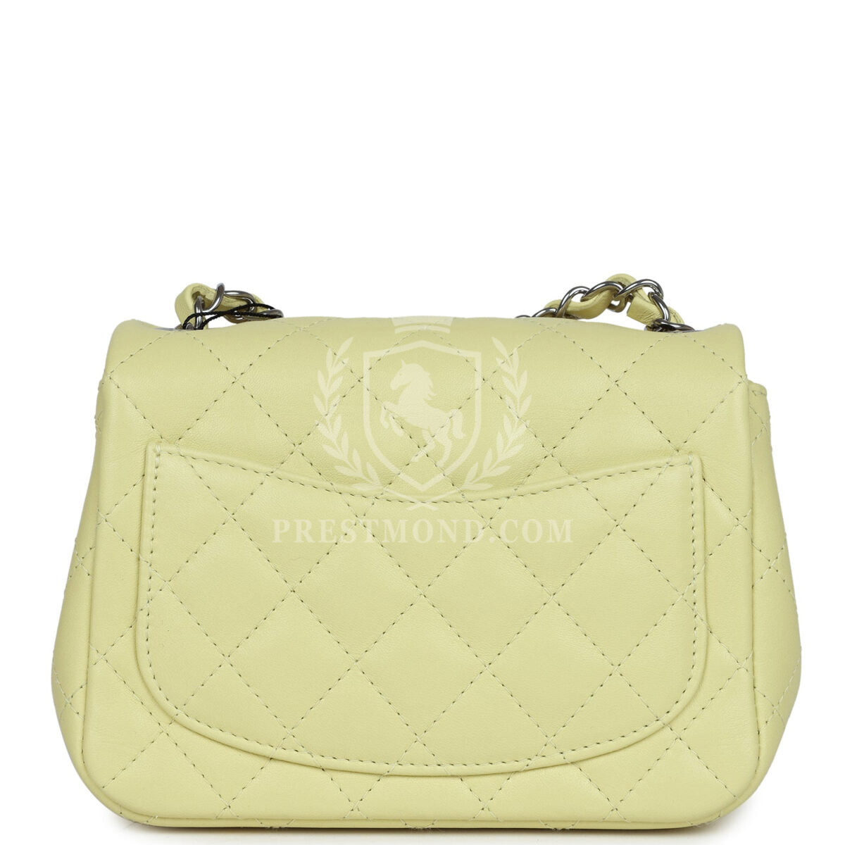 Chanel Mini Square Flap Bag Lime Lambskin Silver Hardware — изображение 4