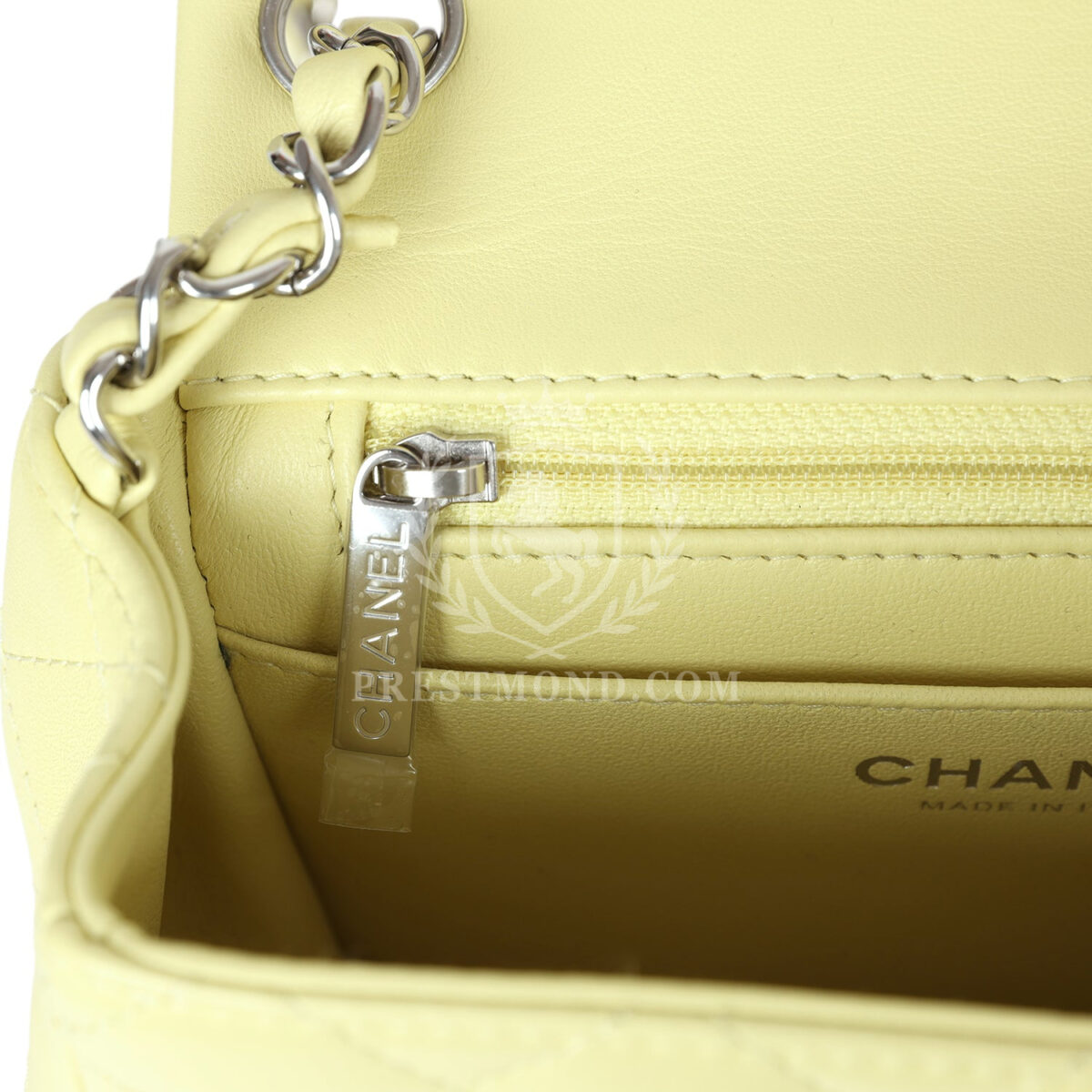 Chanel Mini Square Flap Bag Lime Lambskin Silver Hardware — изображение 9