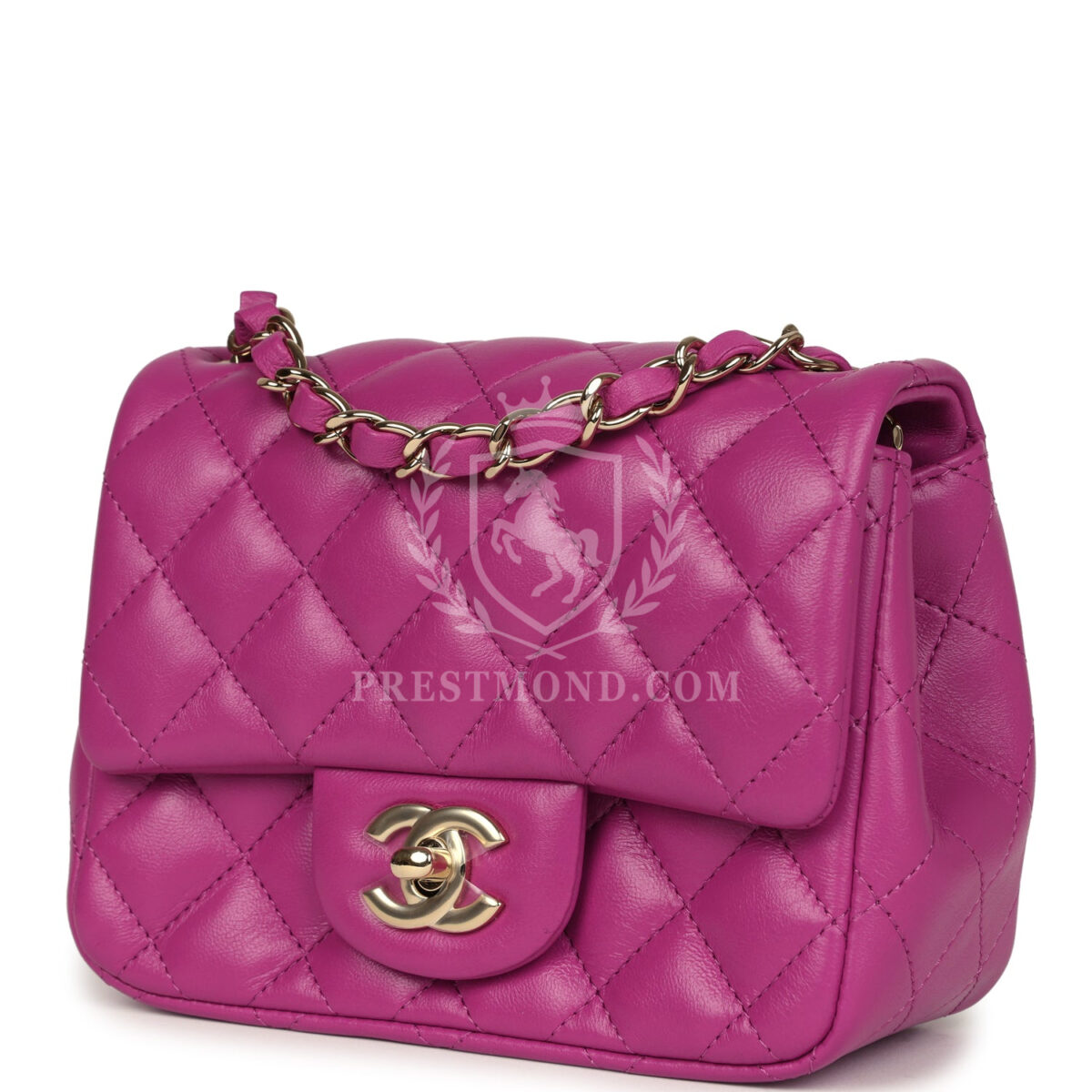 Chanel Mini Square Flap Bag Purple Lambskin Gold Hardware — изображение 5