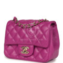 Chanel Mini Square Flap Bag Purple Lambskin Gold Hardware