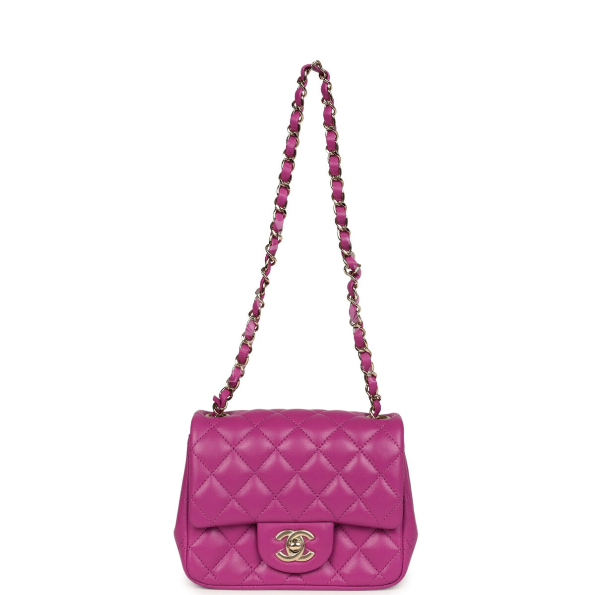 Chanel Mini Square Flap Bag Purple Lambskin Gold Hardware — изображение 7