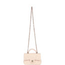 Chanel Mini Rectangular Top Handle Flap Pink and White Tweed Light Gold Hardware