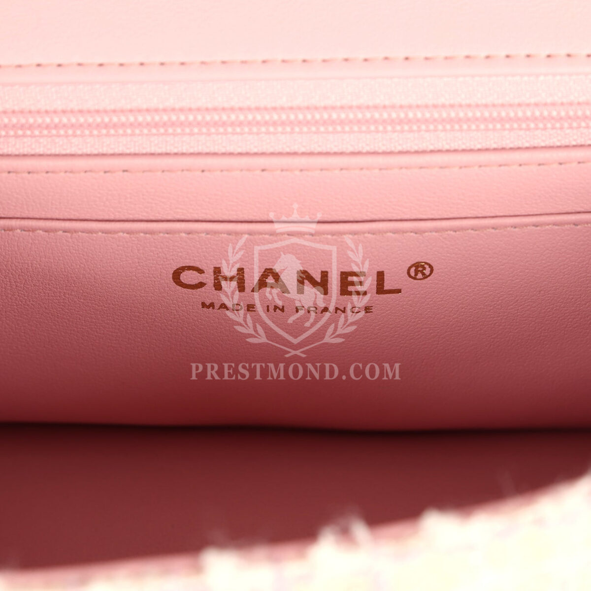 Chanel Mini Rectangular Top Handle Flap Pink and White Tweed Light Gold Hardware — изображение 9