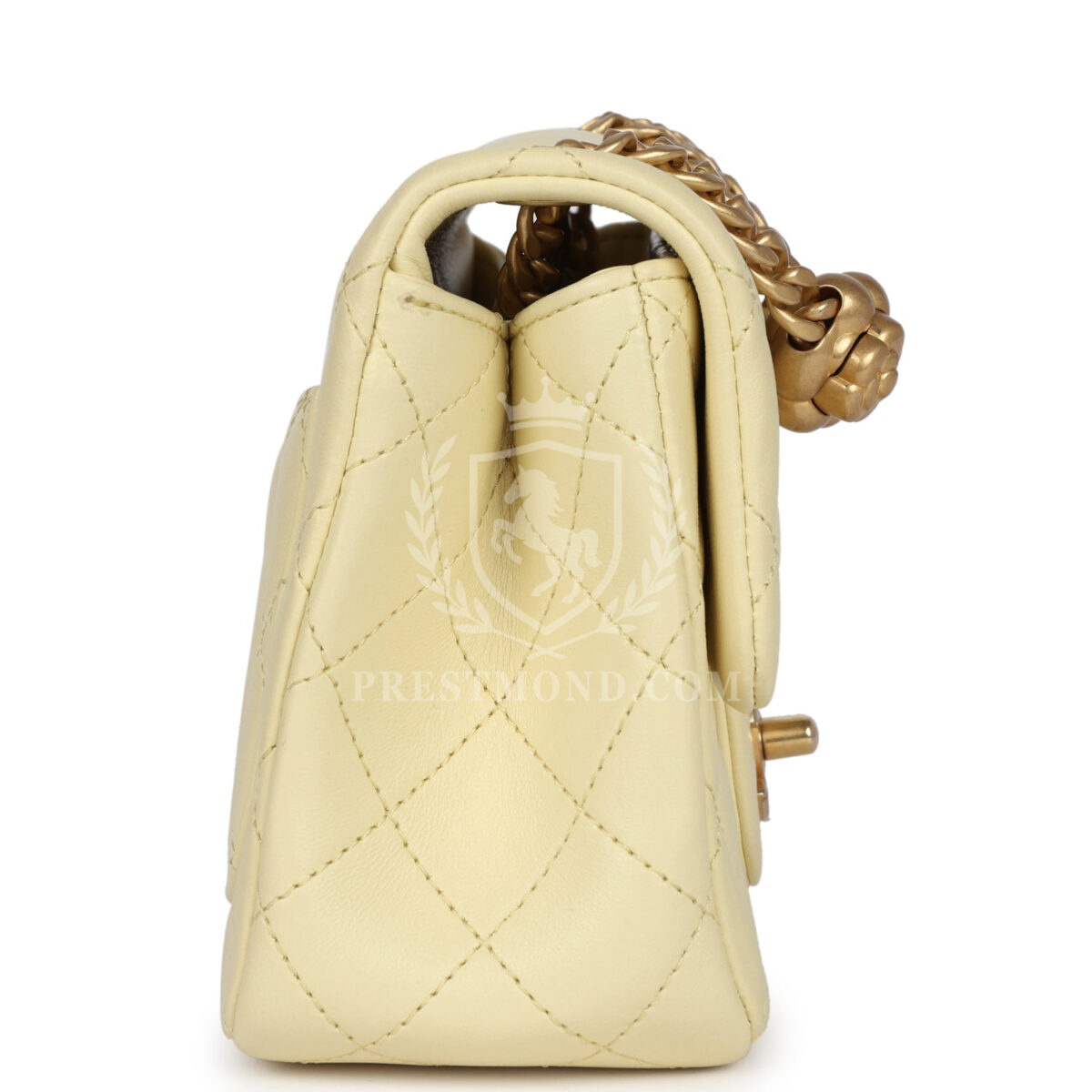 Chanel Mini Camellia Crush Square Flap Yellow Lambskin Antique Gold Hardware — изображение 4