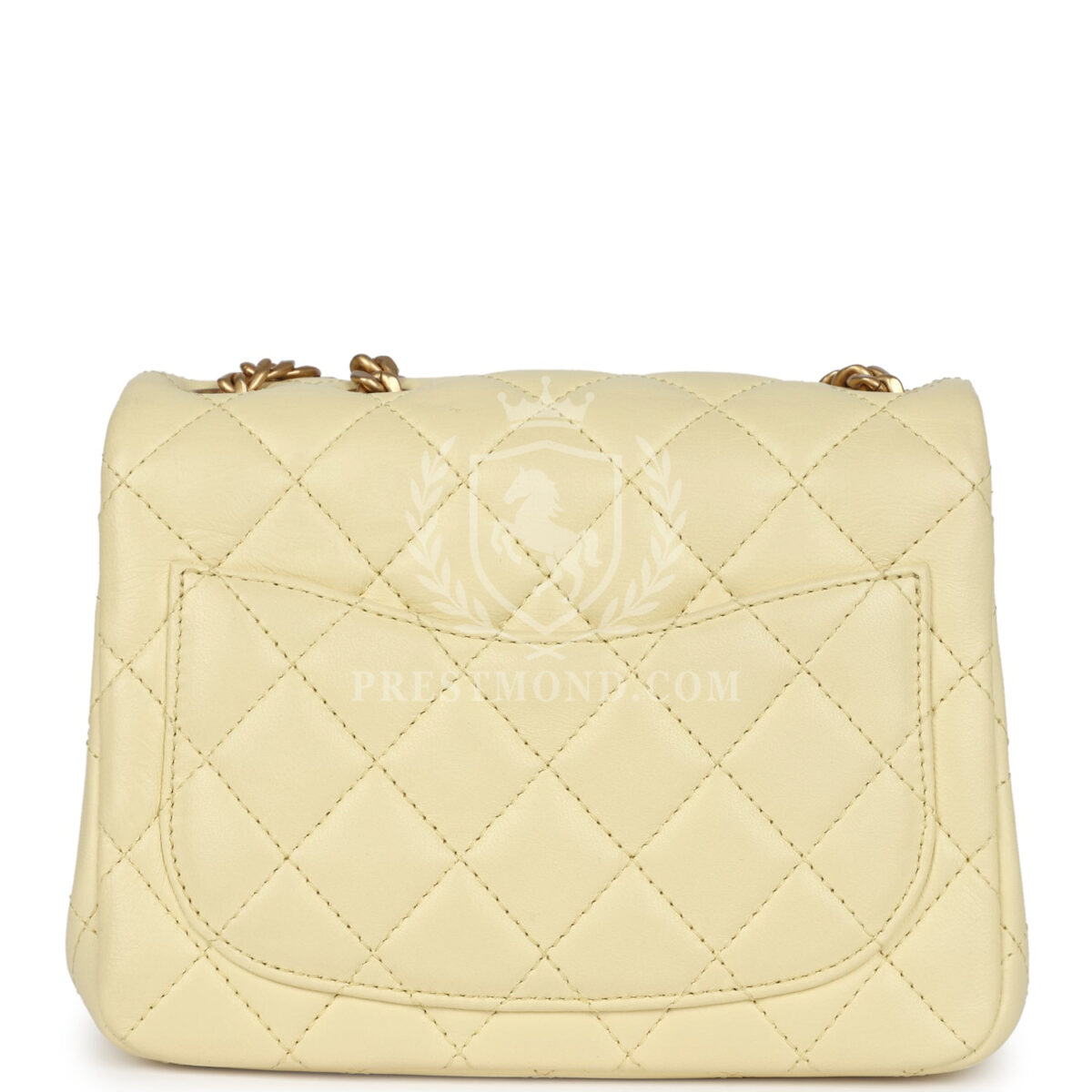 Chanel Mini Camellia Crush Square Flap Yellow Lambskin Antique Gold Hardware — изображение 5