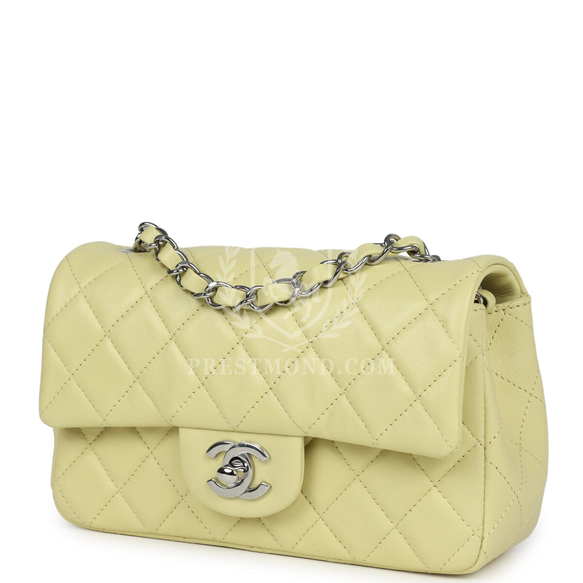 Chanel Mini Rectangular Flap Lime Lambskin Silver Hardware — изображение 5