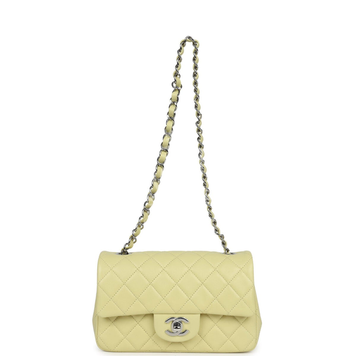 Chanel Mini Rectangular Flap Lime Lambskin Silver Hardware — изображение 7