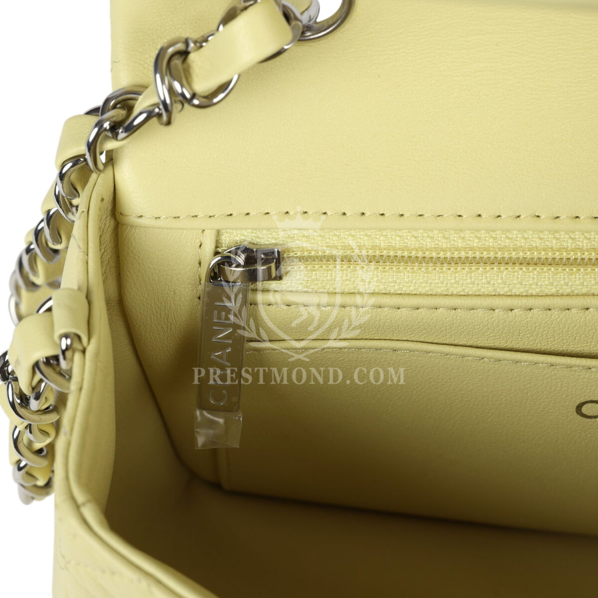 Chanel Mini Rectangular Flap Lime Lambskin Silver Hardware — изображение 10