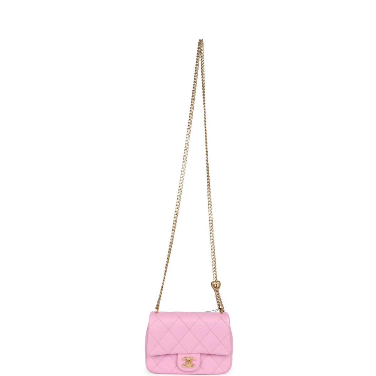 Chanel Mini Sweetheart Crush Square Flap Bag Pink Caviar Aged Gold Hardware — изображение 7