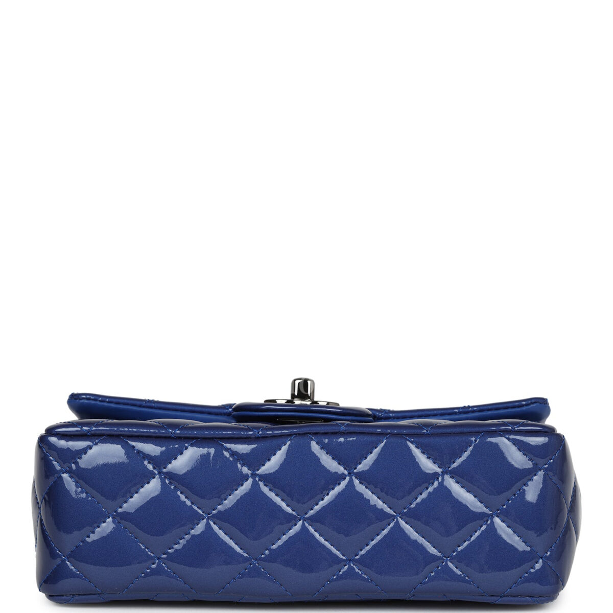 Chanel Mini Rectangular Flap Bag Blue Patent Ruthenium Hardware — изображение 6