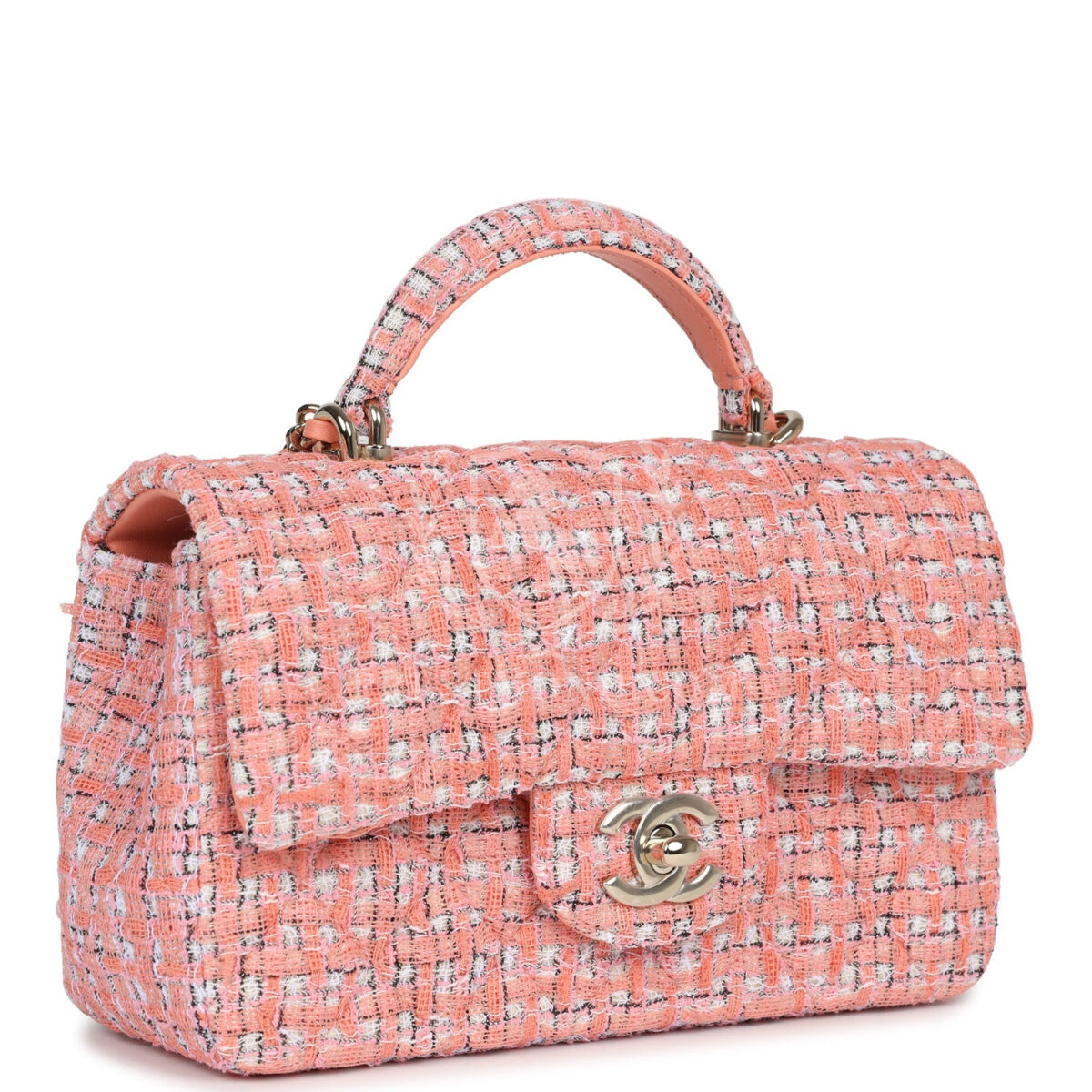 Chanel Mini Rectangular Top Handle Flap Bag Coral Tweed Light Gold Hardware — изображение 2