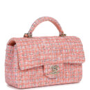 Chanel Mini Rectangular Top Handle Flap Bag Coral Tweed Light Gold Hardware