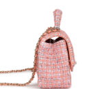 Chanel Mini Rectangular Top Handle Flap Bag Coral Tweed Light Gold Hardware