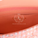 Chanel Mini Rectangular Top Handle Flap Bag Coral Tweed Light Gold Hardware