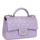 Chanel Mini Rectangular Flap Bag with Top Handle Lilac Lambskin Light Gold Hardware