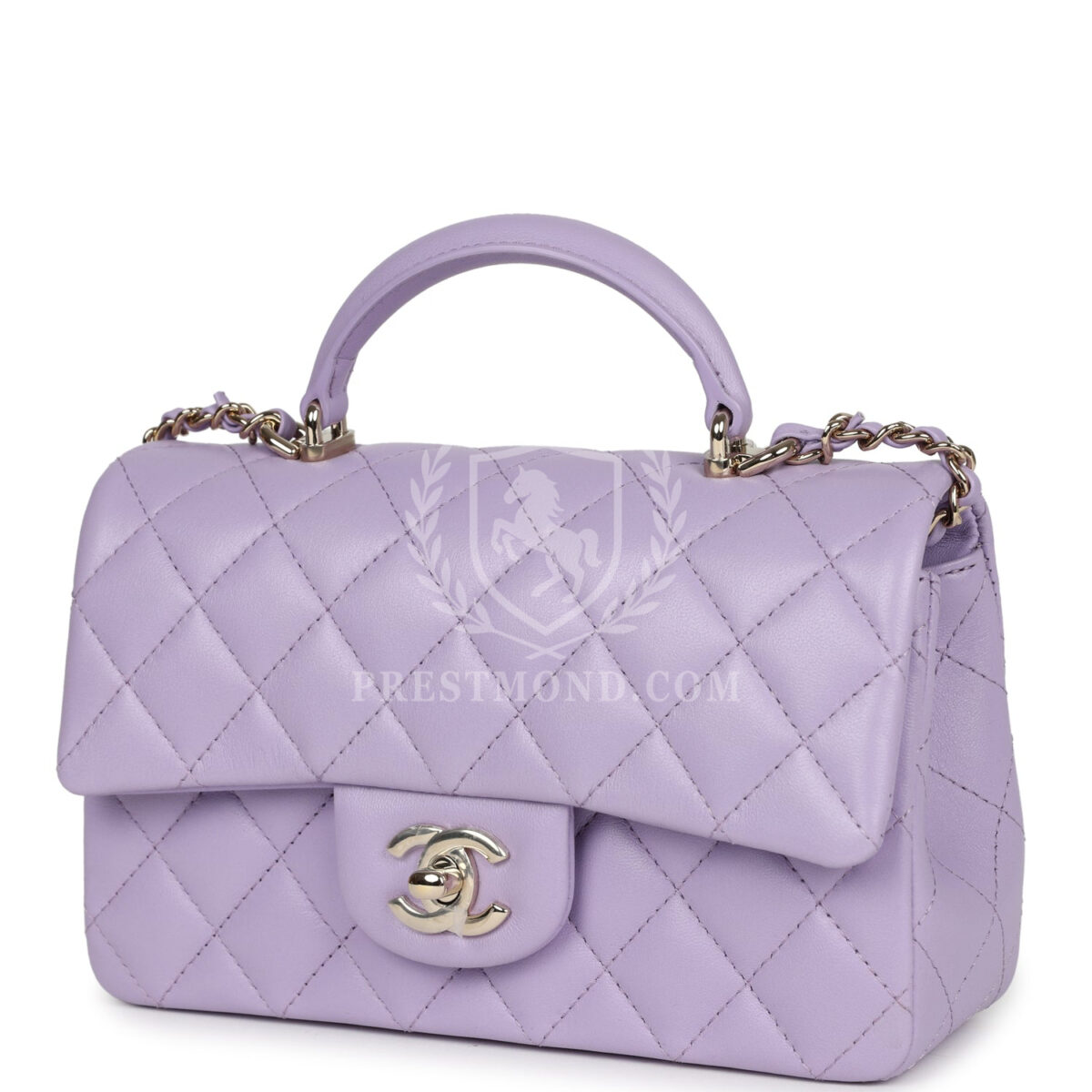 Chanel Mini Rectangular Flap Bag with Top Handle Lilac Lambskin Light Gold Hardware — изображение 5