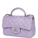 Chanel Mini Rectangular Flap Bag with Top Handle Lilac Lambskin Light Gold Hardware