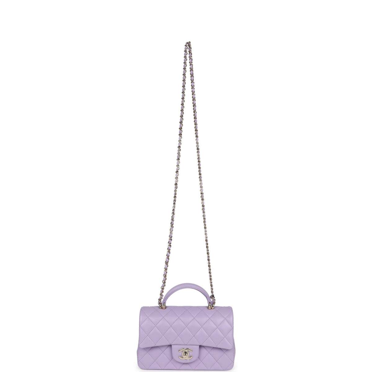 Chanel Mini Rectangular Flap Bag with Top Handle Lilac Lambskin Light Gold Hardware — изображение 7