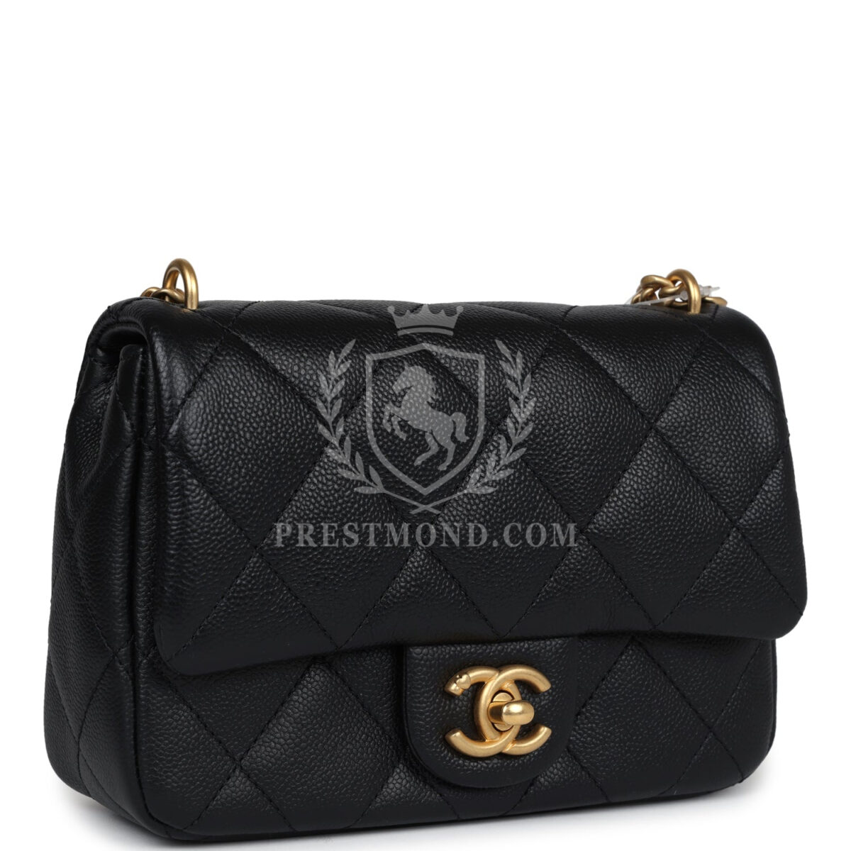 Chanel Mini Sweetheart Crush Square Flap Bag Black Caviar Antique Gold Hardware — изображение 2