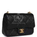 Chanel Mini Sweetheart Crush Square Flap Bag Black Caviar Antique Gold Hardware
