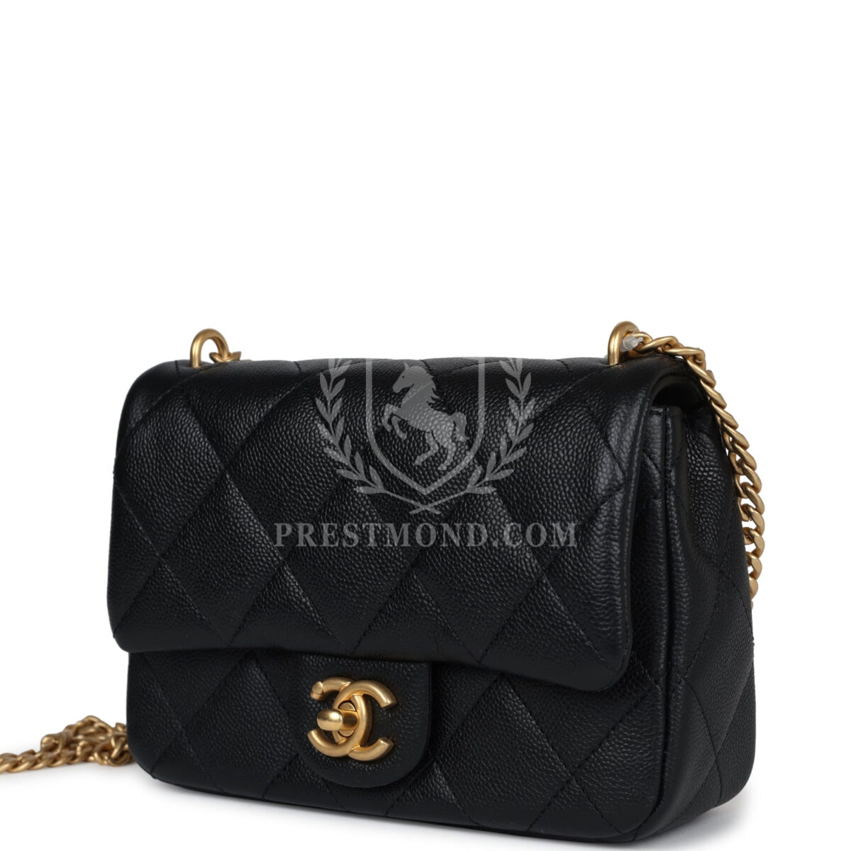 Chanel Mini Sweetheart Crush Square Flap Bag Black Caviar Antique Gold Hardware — изображение 5