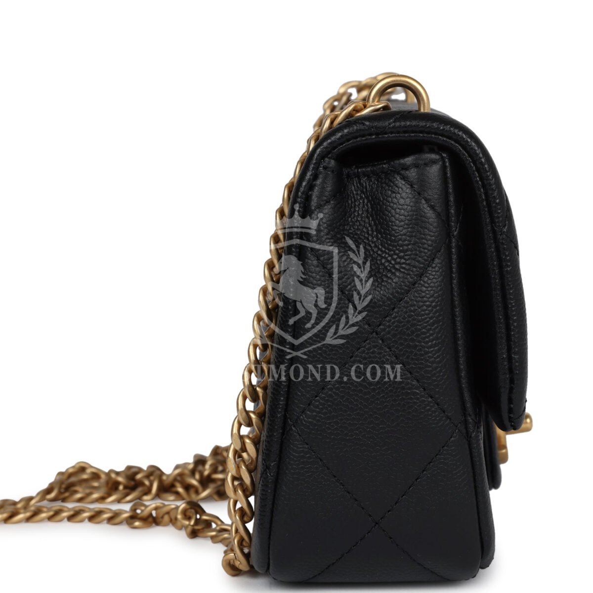 Chanel Mini Sweetheart Crush Square Flap Bag Black Caviar Antique Gold Hardware — изображение 3