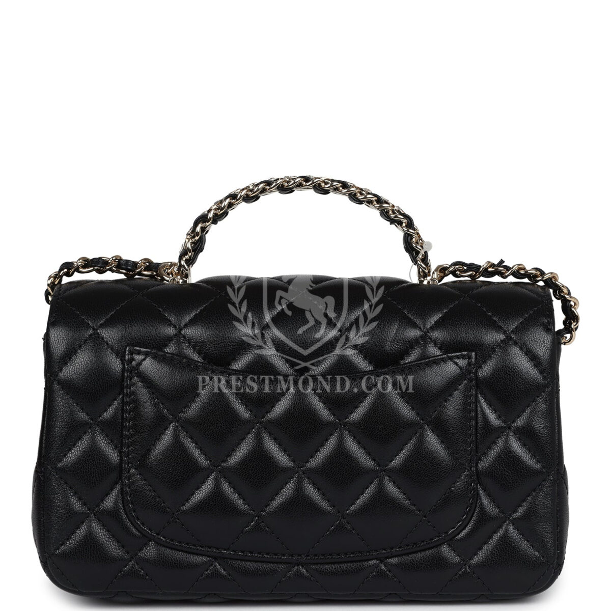 Chanel Mini Rectangular Crystal Top Handle Flap Bag Black Lambskin Light Gold Hardware — изображение 4