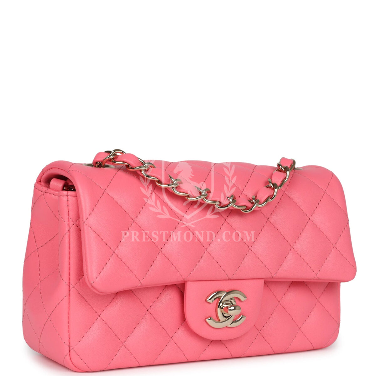 Chanel Mini Rectangular Flap Bag Hot Pink Lambskin Light Gold Hardware — изображение 2