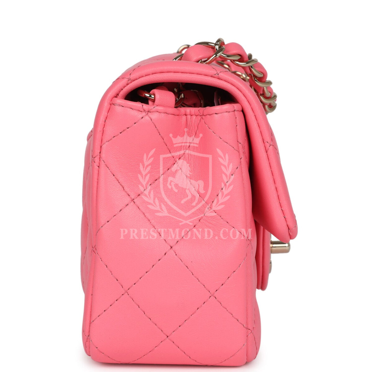 Chanel Mini Rectangular Flap Bag Hot Pink Lambskin Light Gold Hardware — изображение 3
