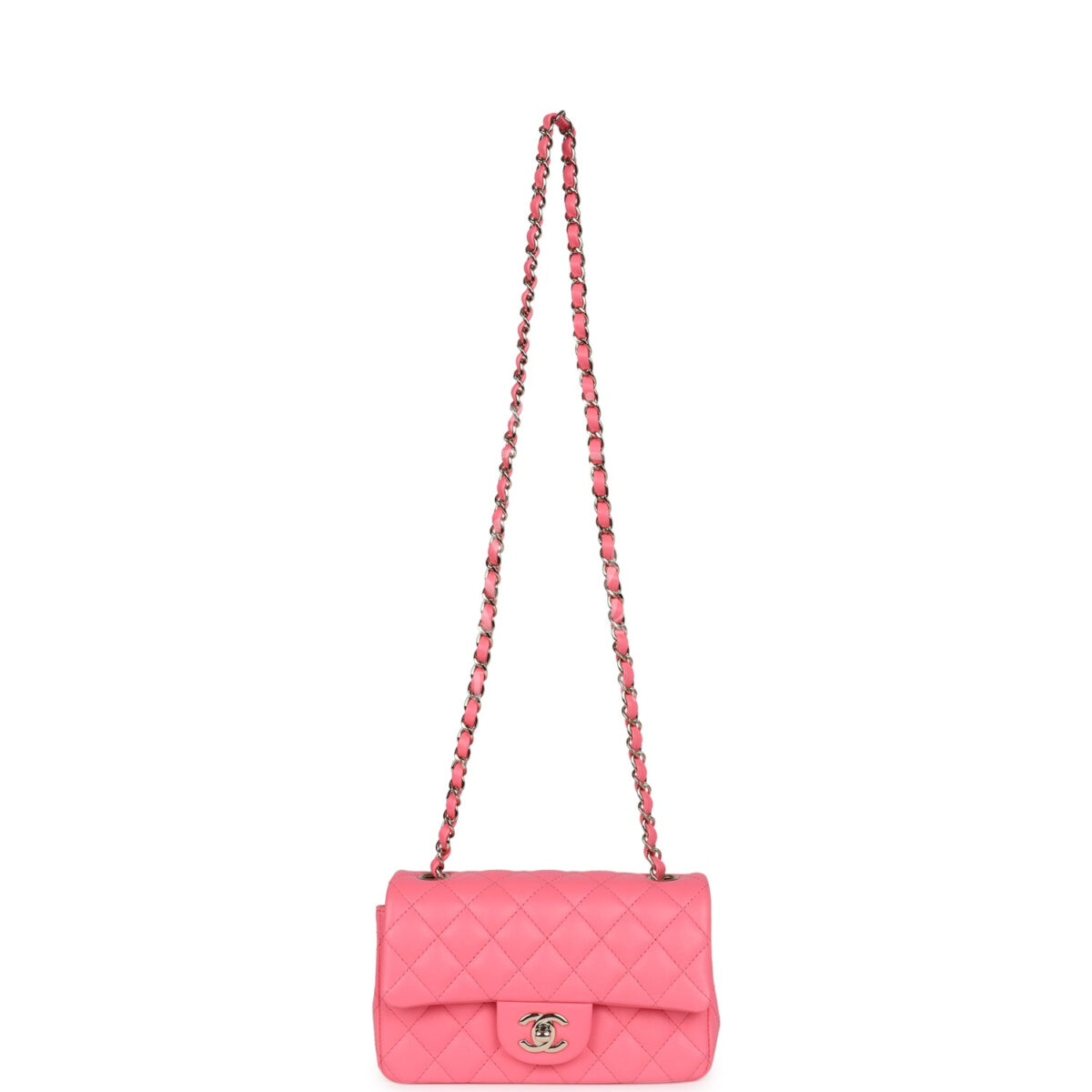Chanel Mini Rectangular Flap Bag Hot Pink Lambskin Light Gold Hardware — изображение 7