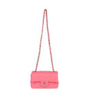 Chanel Mini Rectangular Flap Bag Hot Pink Lambskin Light Gold Hardware