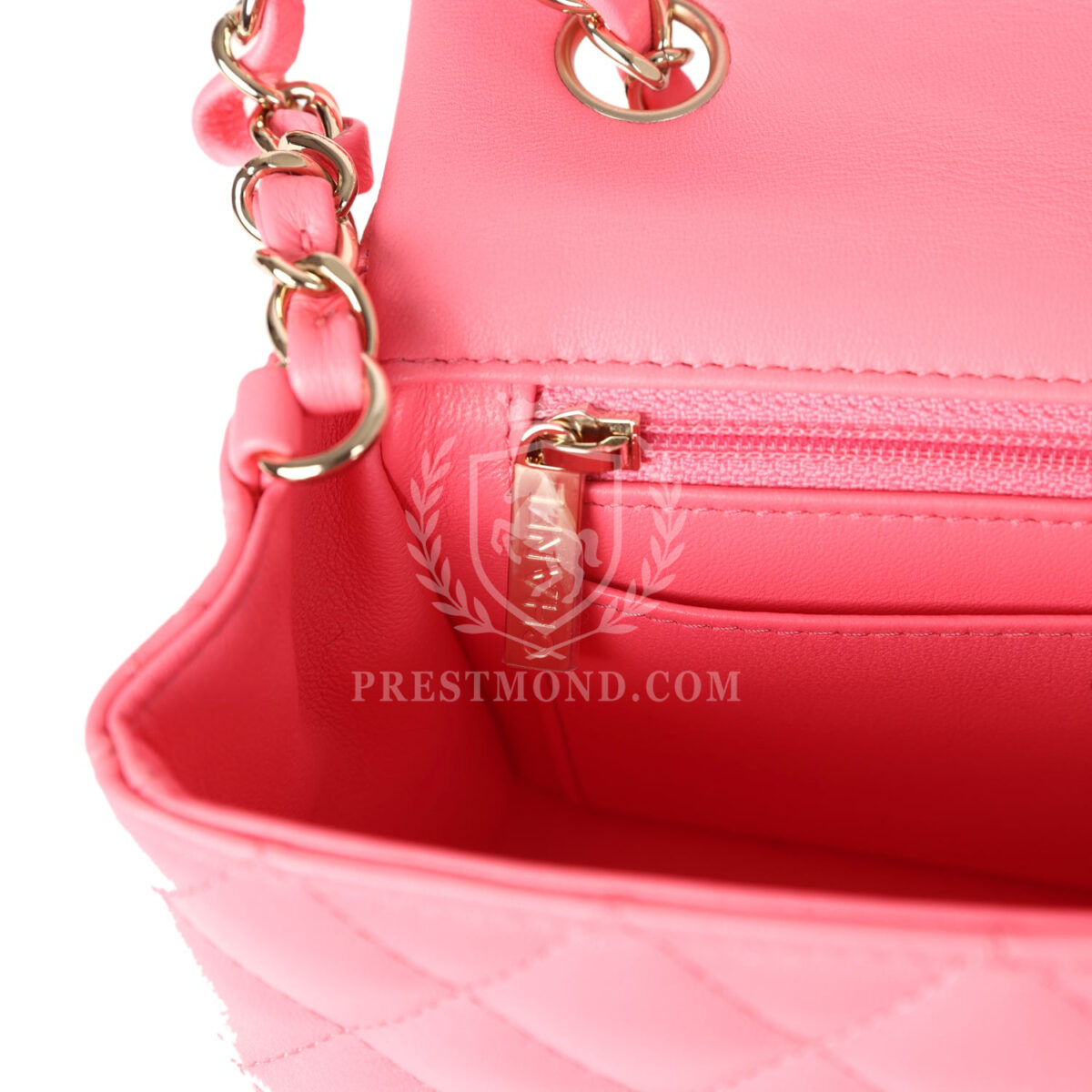 Chanel Mini Rectangular Flap Bag Hot Pink Lambskin Light Gold Hardware — изображение 10
