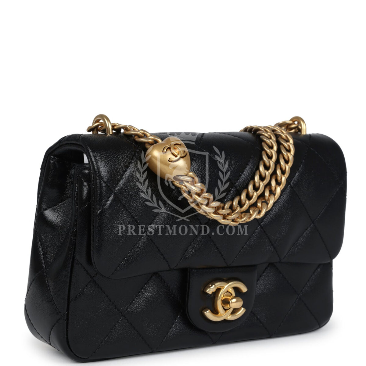 Chanel Mini Sweetheart Crush Square Flap Bag Black Shiny Calfskin Antique Gold Hardware — изображение 2