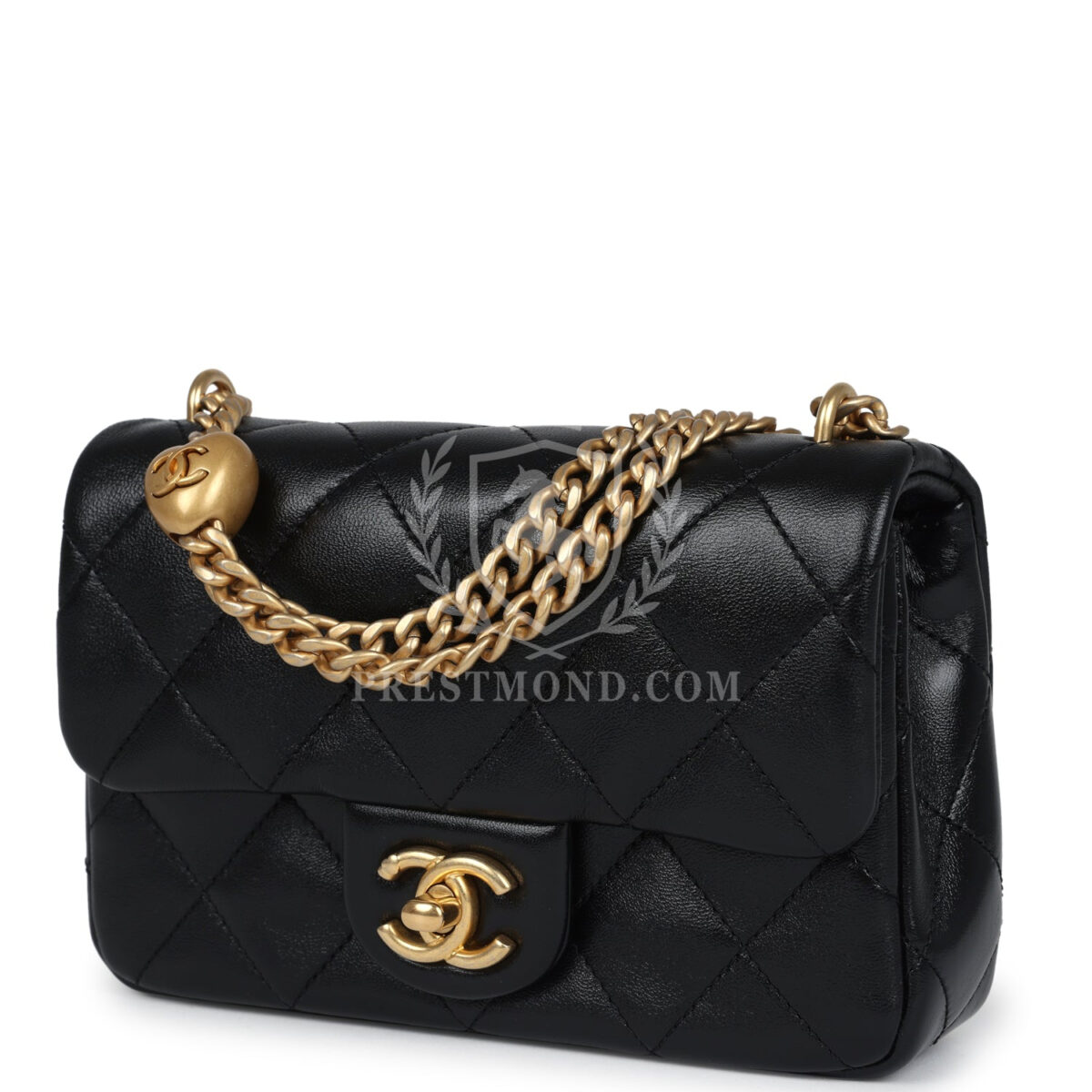 Chanel Mini Sweetheart Crush Square Flap Bag Black Shiny Calfskin Antique Gold Hardware — изображение 5