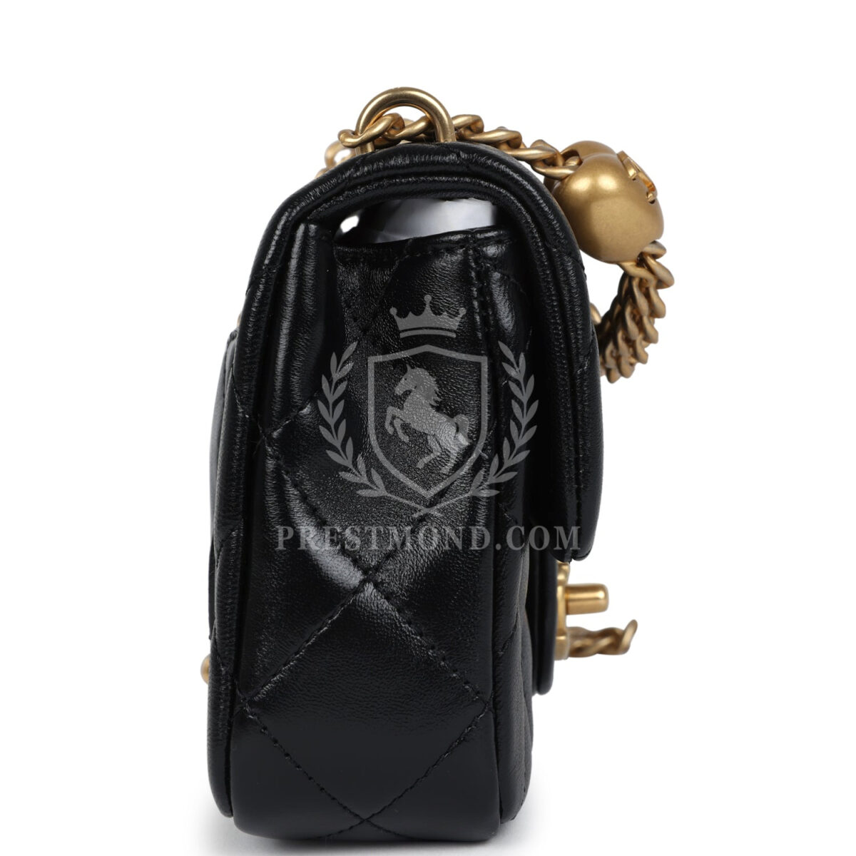 Chanel Mini Sweetheart Crush Square Flap Bag Black Shiny Calfskin Antique Gold Hardware — изображение 3