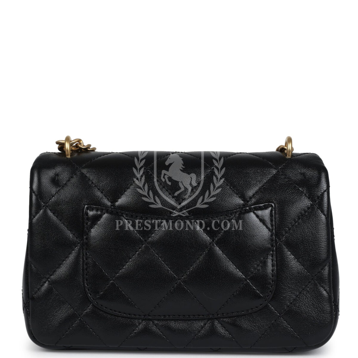 Chanel Mini Sweetheart Crush Square Flap Bag Black Shiny Calfskin Antique Gold Hardware — изображение 4