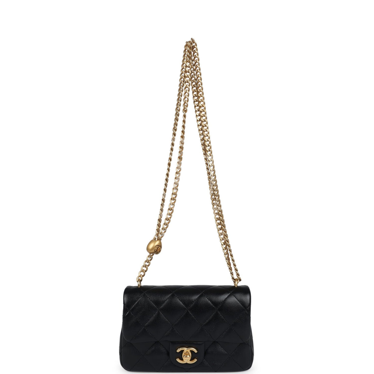 Chanel Mini Sweetheart Crush Square Flap Bag Black Shiny Calfskin Antique Gold Hardware — изображение 7