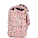 Chanel Mini Classic Rectangular Flap Bag Pink Tweed and Sequin Light Gold Hardware