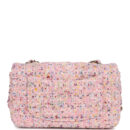 Chanel Mini Classic Rectangular Flap Bag Pink Tweed and Sequin Light Gold Hardware